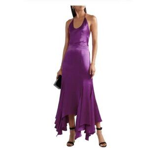 NWT $500 Juan Carlos Obando Vermont Silk Satin Midi Skirt Purple Size 2